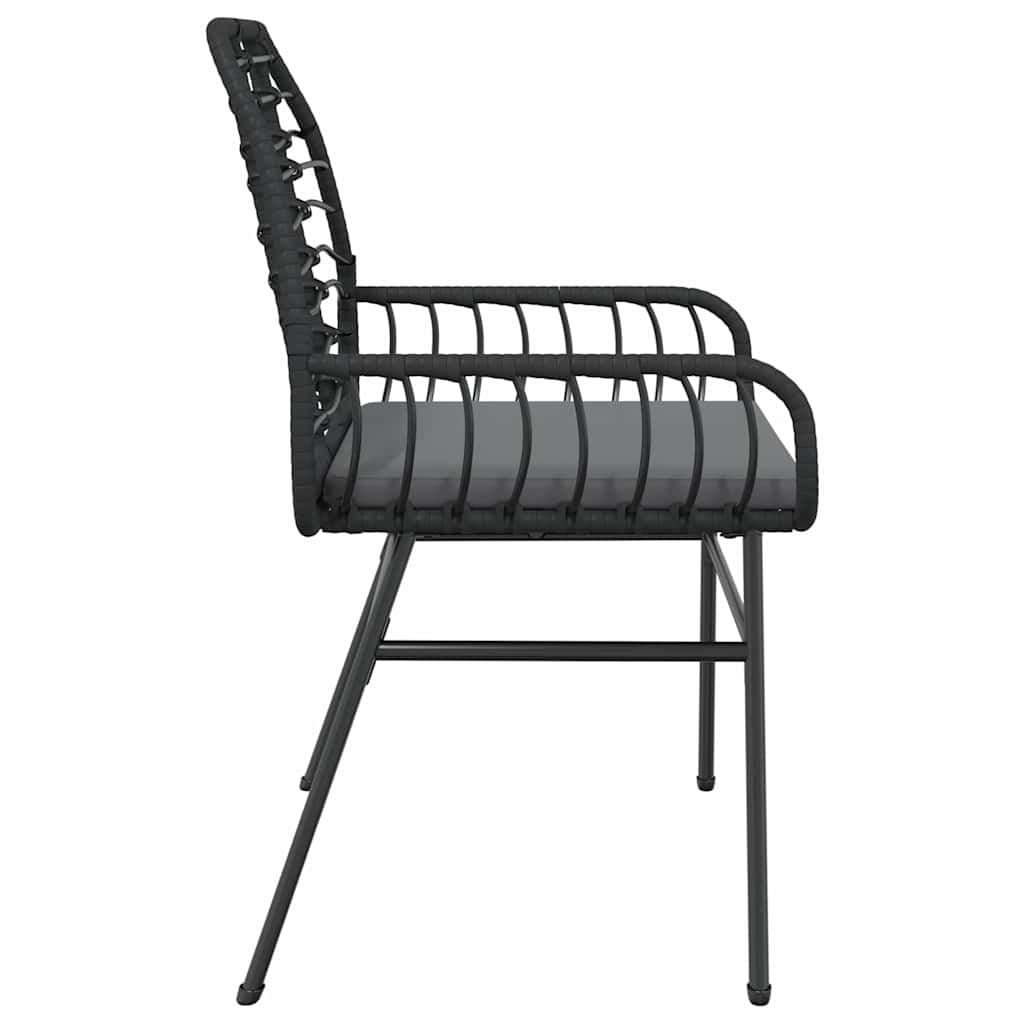 vidaXL Gartenstühle 2 Stk. mit Kissen Schwarz Poly Rattan