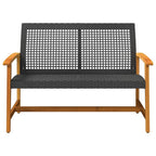 vidaXL Gartenbank Schwarz 112 cm Poly Rattan und Akazienholz