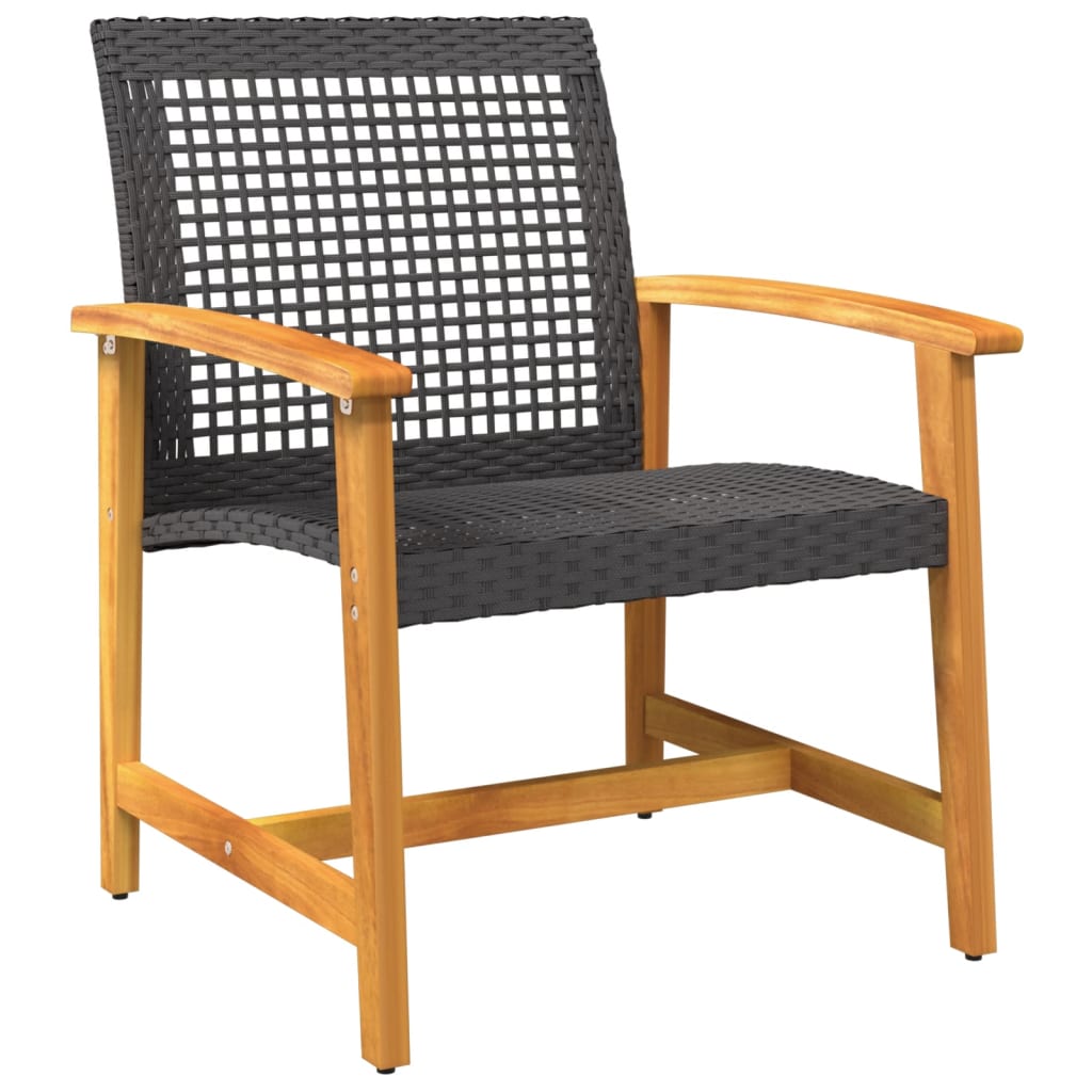 vidaXL 3-tlg. Bistro-Set Schwarz Poly Rattan und Akazienholz