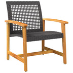 vidaXL 3-tlg. Bistro-Set Schwarz Poly Rattan und Akazienholz