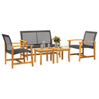 vidaXL 5-tlg. Garten-Lounge-Set Schwarz Poly Rattan und Akazienholz