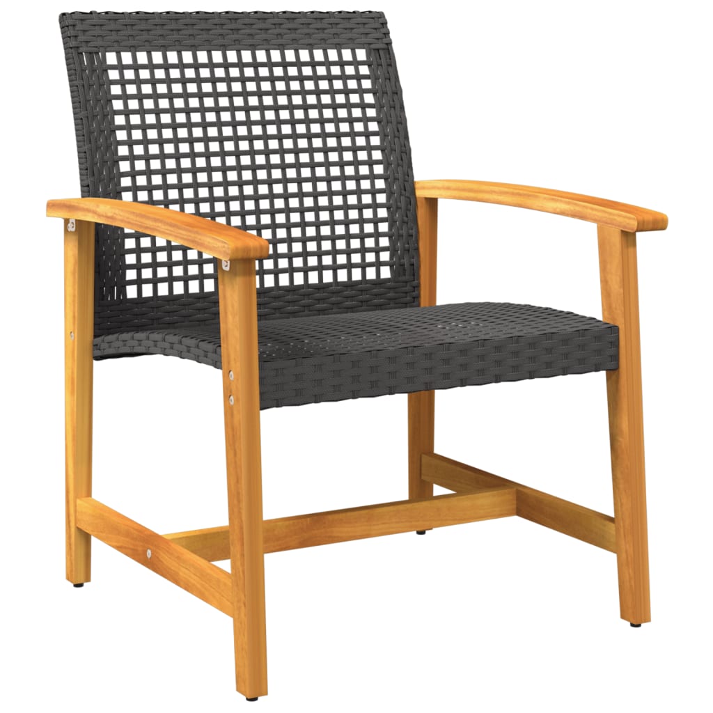 vidaXL 5-tlg. Garten-Lounge-Set Schwarz Poly Rattan und Akazienholz