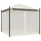 vidaXL Pavillon mit Netzwänden Creme 2,93x2,93 m Stahl