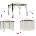 vidaXL Pavillon mit Netzwänden Creme 2,93x2,93 m Stahl