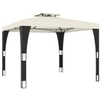 vidaXL Pavillon mit Doppeldach Creme 2,98x2,98 m Stahl