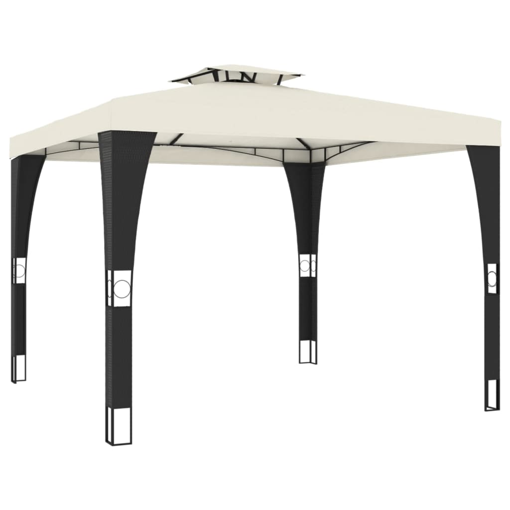 vidaXL Pavillon mit Doppeldach Creme 2,98x2,98 m Stahl
