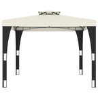 vidaXL Pavillon mit Doppeldach Creme 2,98x2,98 m Stahl