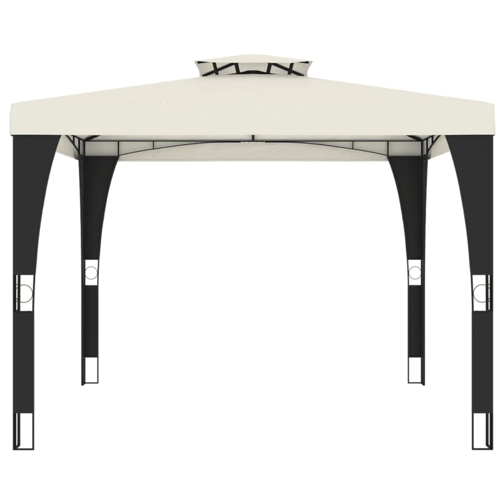 vidaXL Pavillon mit Doppeldach Creme 2,98x2,98 m Stahl