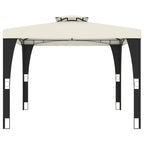 vidaXL Pavillon mit Doppeldach Creme 2,98x2,98 m Stahl