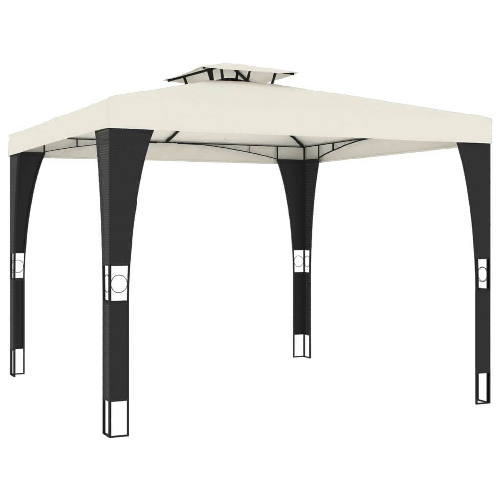 vidaXL Pavillon mit Doppeldach Creme 2,98x2,98 m Stahl