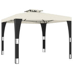 vidaXL Pavillon mit Doppeldach Creme 2,98x2,98 m Stahl