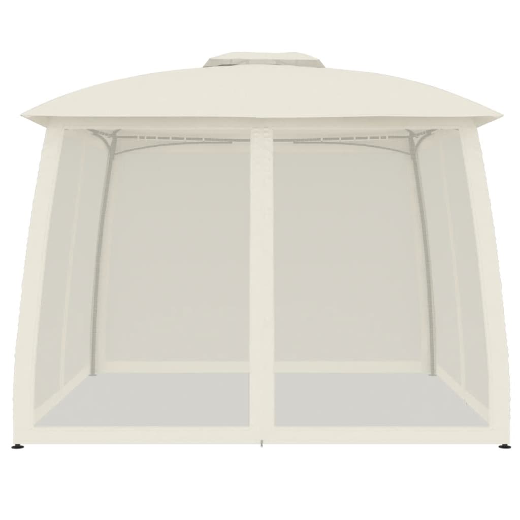 vidaXL Pavillon mit Doppeldach & Netzwänden Creme 2,93x2,93 m Stahl