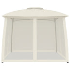 vidaXL Pavillon mit Doppeldach & Netzwänden Creme 2,93x2,93 m Stahl