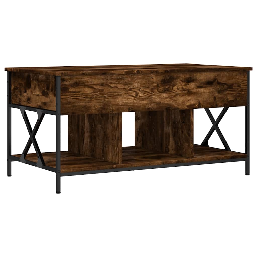 vidaXL Couchtisch Räuchereiche 100x55x50 cm Holzwerkstoff und Metall