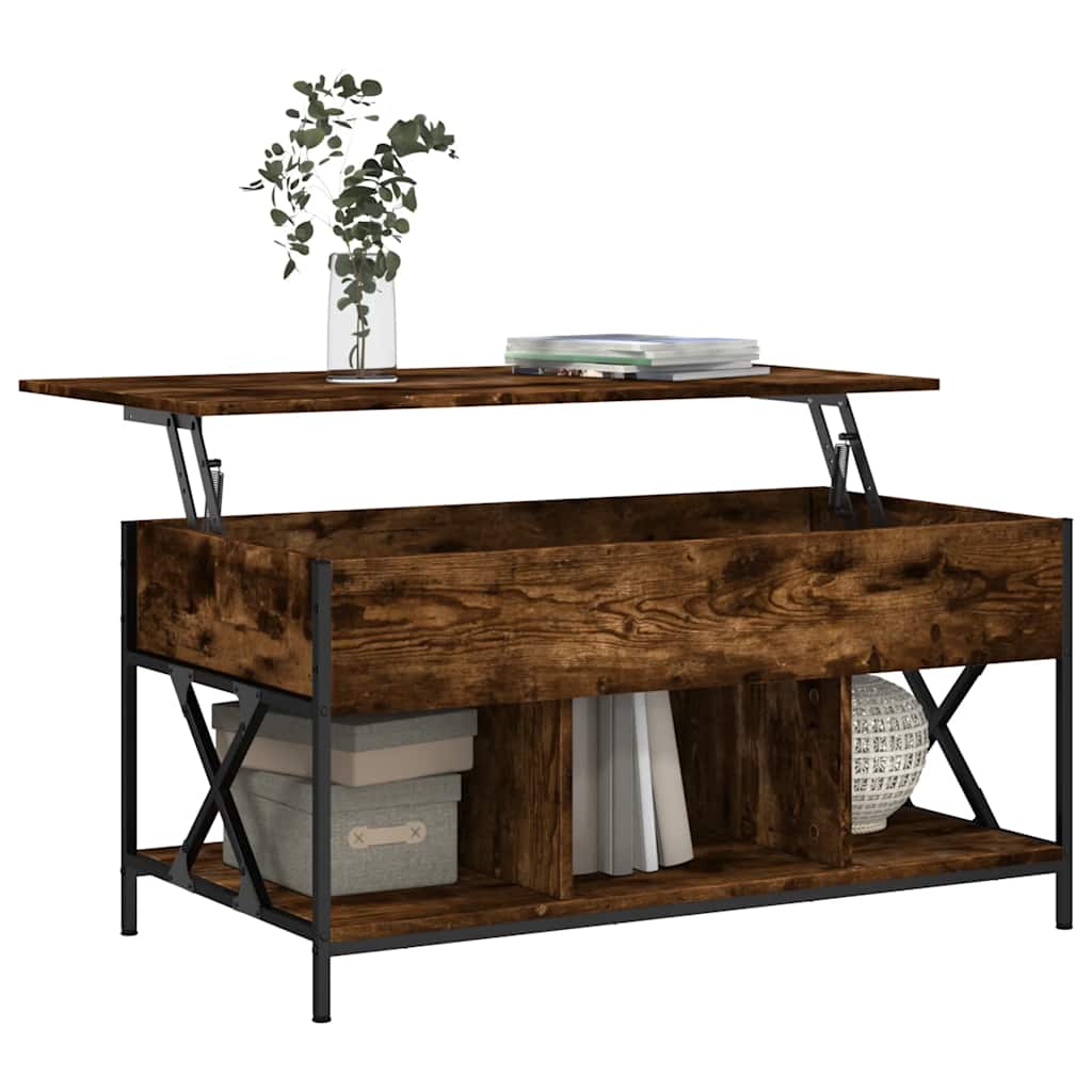 vidaXL Couchtisch Räuchereiche 100x55x50 cm Holzwerkstoff und Metall