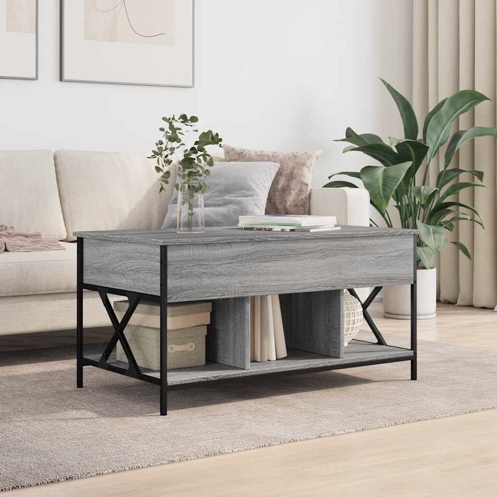 vidaXL Couchtisch Grau Sonoma 100x55x50 cm Holzwerkstoff und Metall