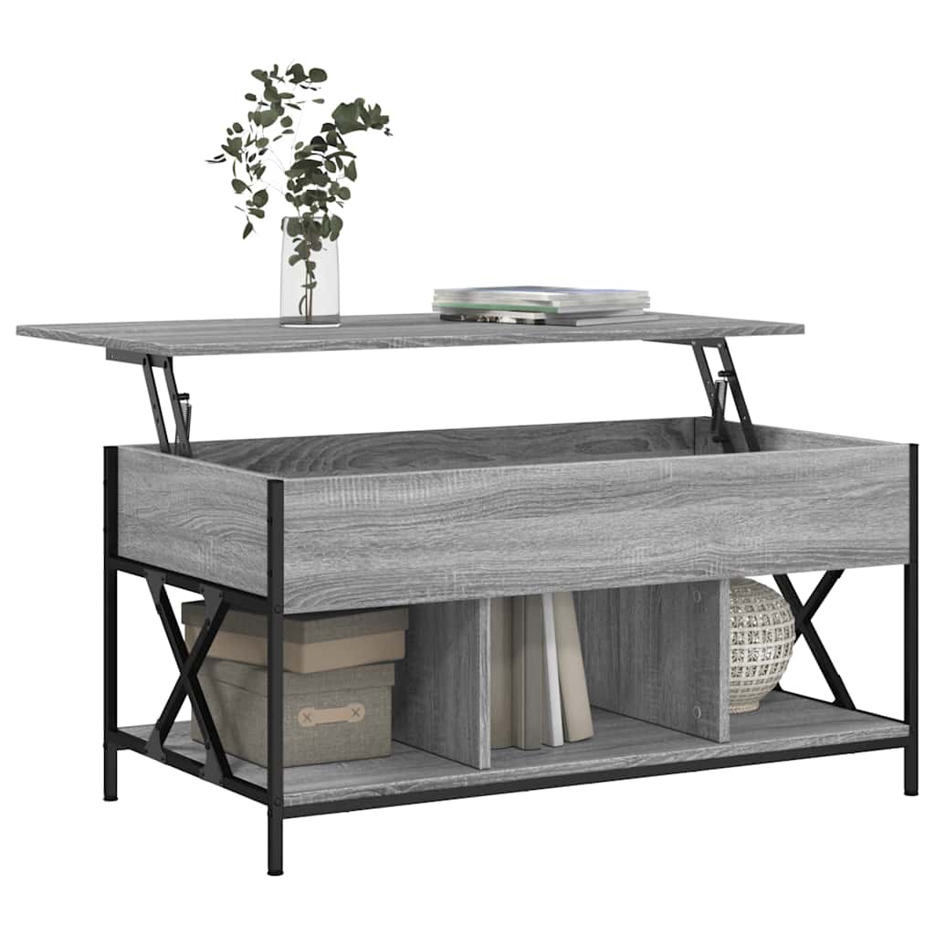 vidaXL Couchtisch Grau Sonoma 100x55x50 cm Holzwerkstoff und Metall