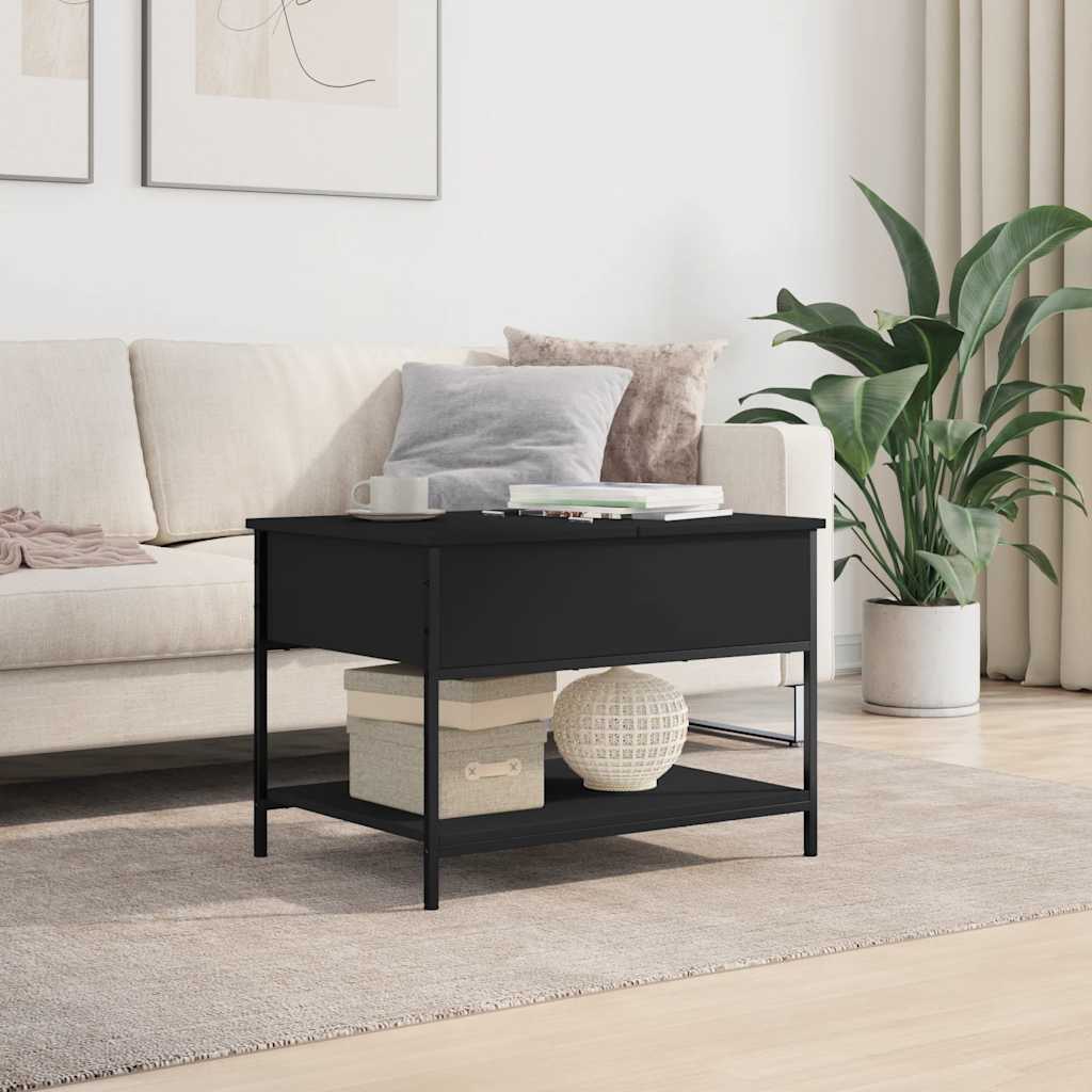 vidaXL Couchtisch Schwarz 70x50x50 cm Holzwerkstoff und Metall