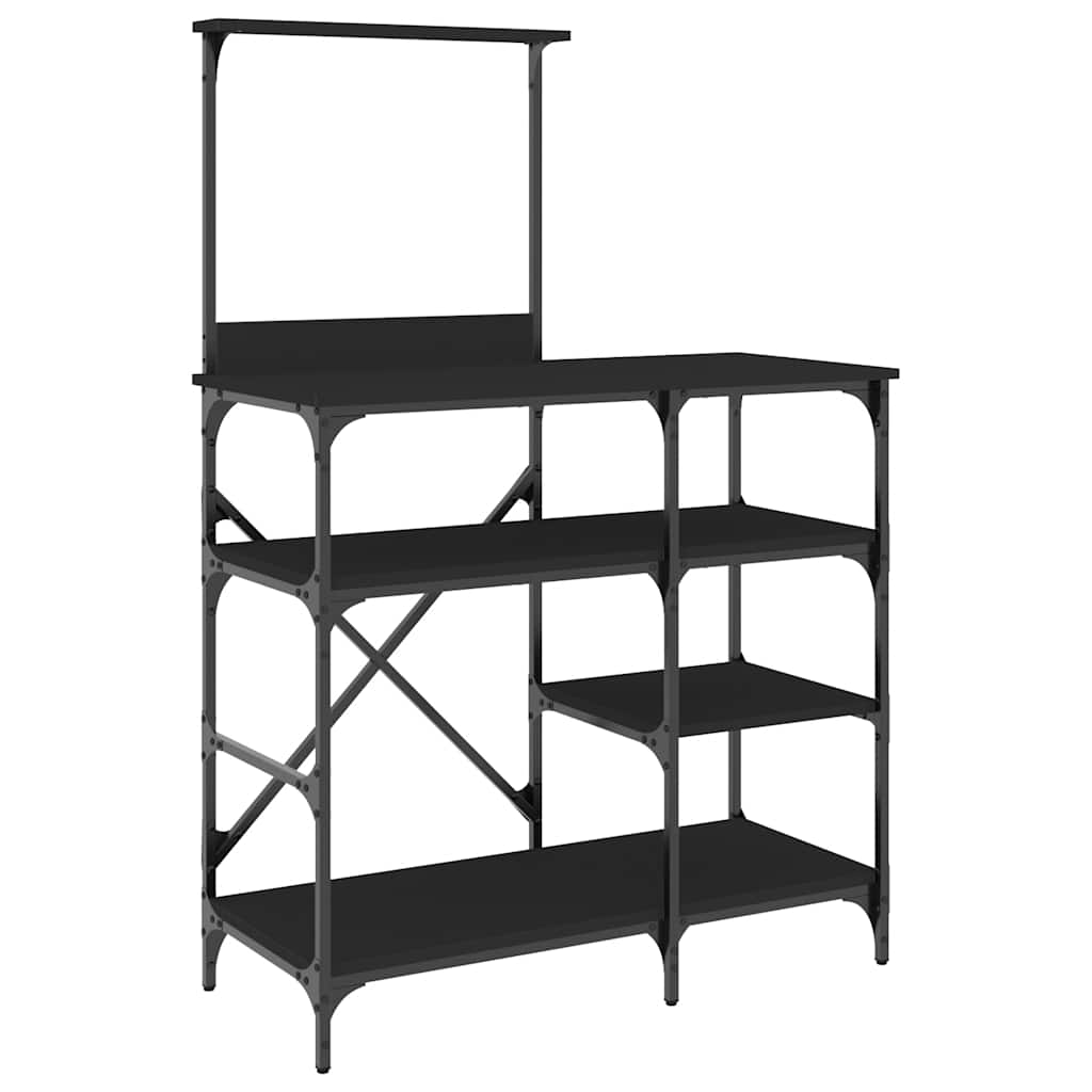 vidaXL Bäckerregal Schwarz 90x40x132 cm Holzwerkstoff und Metall