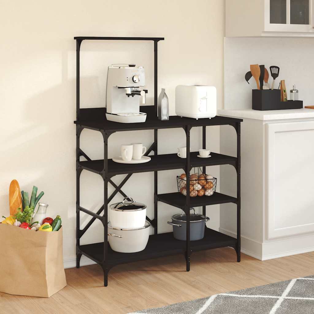 vidaXL Bäckerregal Schwarz 90x40x132 cm Holzwerkstoff und Metall