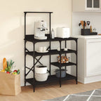 vidaXL Bäckerregal Schwarz 90x40x132 cm Holzwerkstoff und Metall