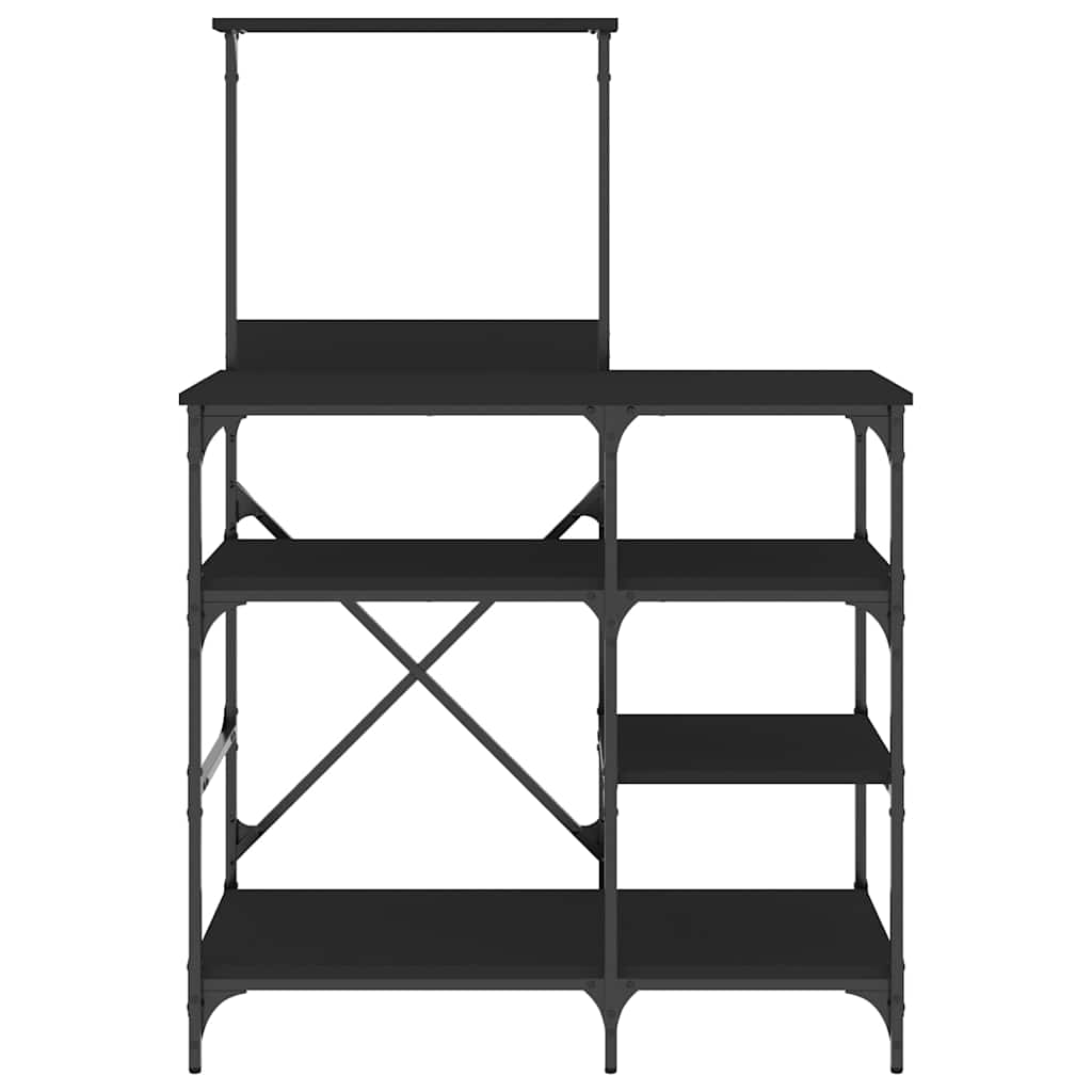 vidaXL Bäckerregal Schwarz 90x40x132 cm Holzwerkstoff und Metall