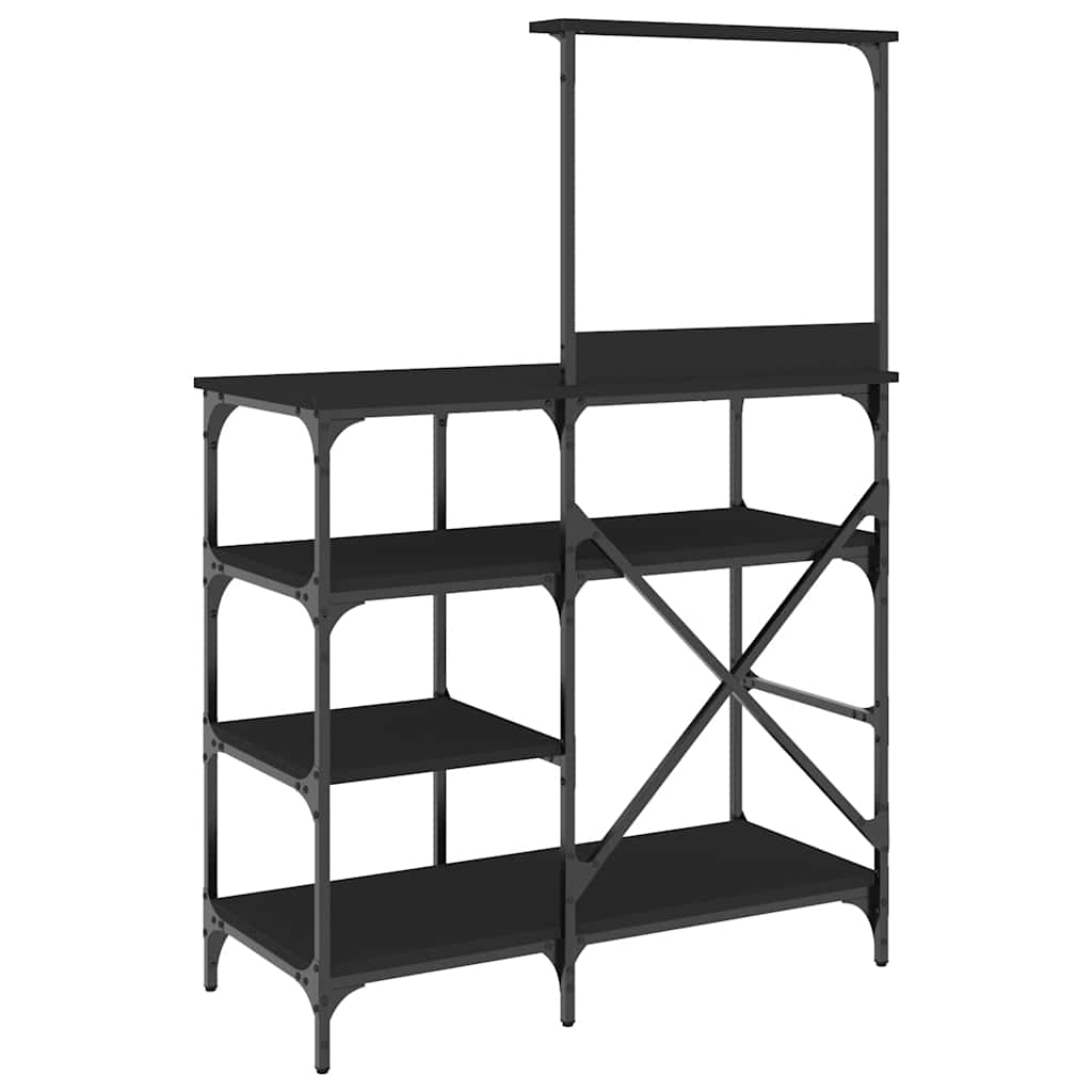 vidaXL Bäckerregal Schwarz 90x40x132 cm Holzwerkstoff und Metall