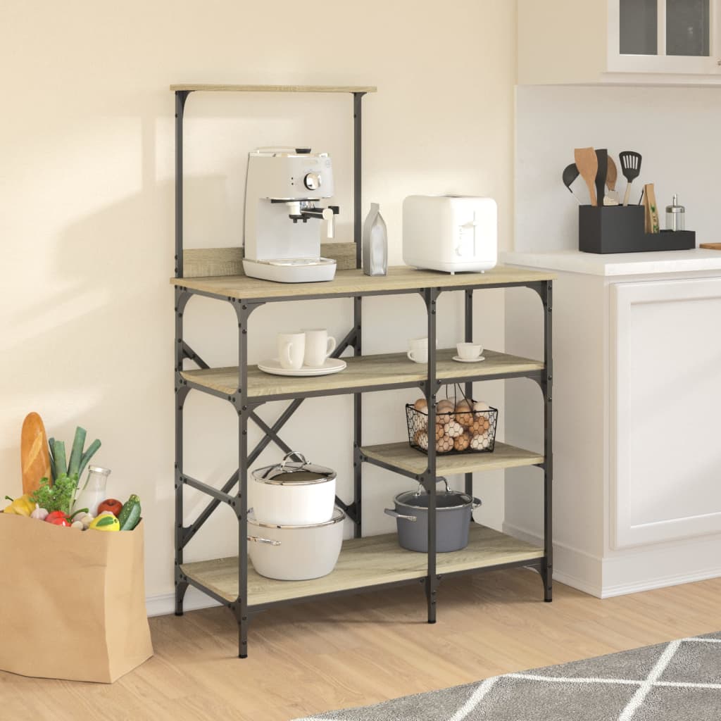 vidaXL Bäckerregal Sonoma-Eiche 90x40x132 cm Holzwerkstoff und Metall