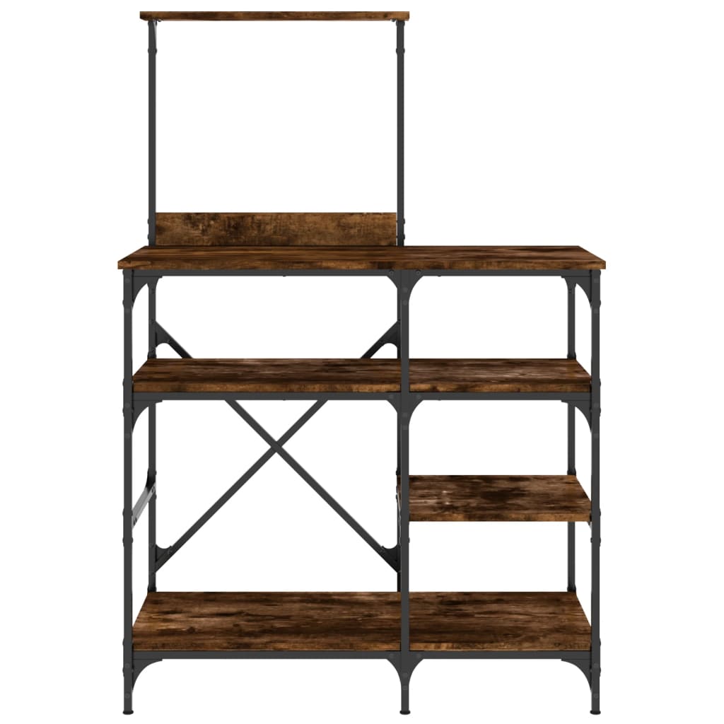 vidaXL Bäckerregal Räuchereiche 90x40x132 cm Holzwerkstoff und Metall