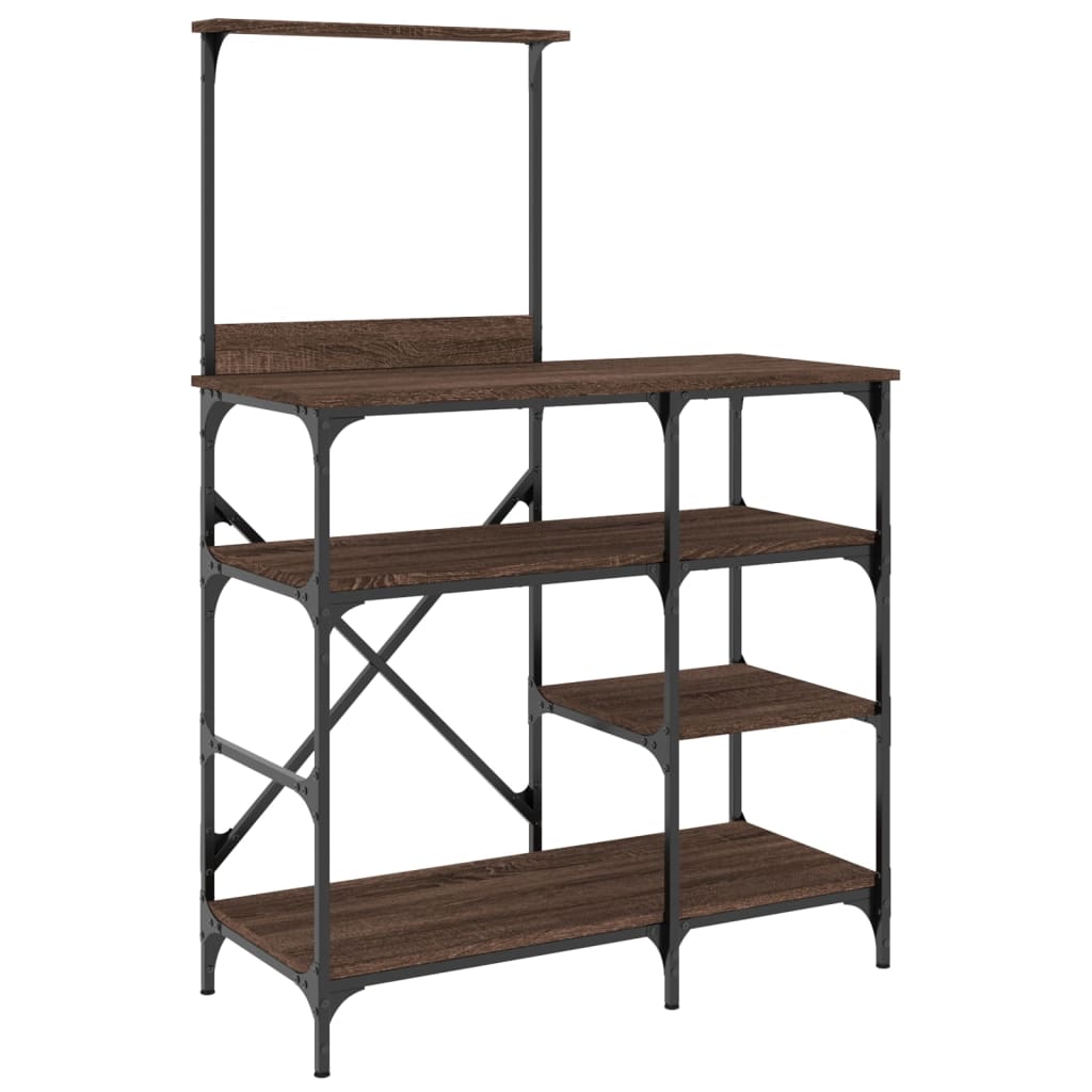 vidaXL Bäckerregal Braun Eichen-Optik 90x40x132cm Holzwerkstoff Metall