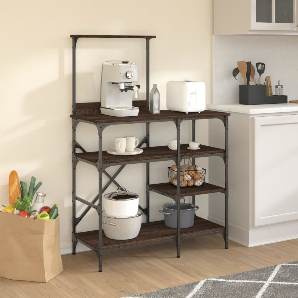 vidaXL Bäckerregal Braun Eichen-Optik 90x40x132cm Holzwerkstoff Metall