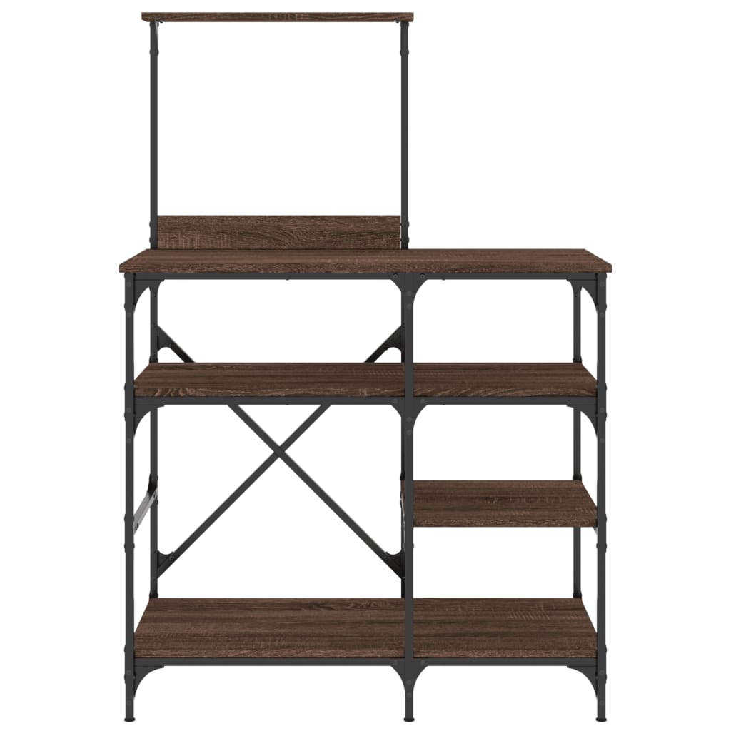 vidaXL Bäckerregal Braun Eichen-Optik 90x40x132cm Holzwerkstoff Metall