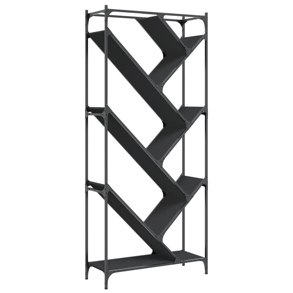 vidaXL Bücherregal Schwarz 79x30x180 cm Holzwerkstoff und Metall