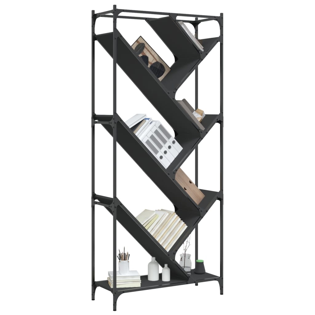 vidaXL Bücherregal Schwarz 79x30x180 cm Holzwerkstoff und Metall
