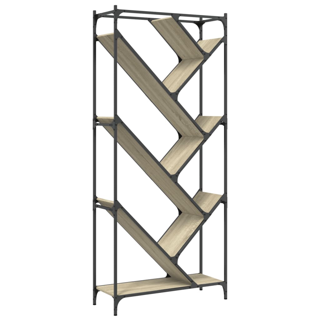 vidaXL Bücherregal Sonoma-Eiche 79x30x180 cm Holzwerkstoff und Metall