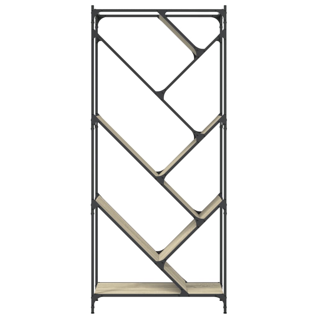 vidaXL Bücherregal Sonoma-Eiche 79x30x180 cm Holzwerkstoff und Metall