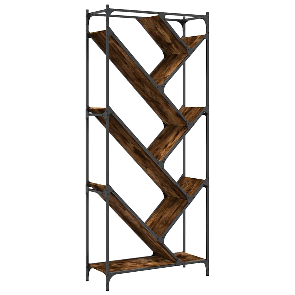 vidaXL Bücherregal Räuchereiche 79x30x180 cm Holzwerkstoff und Metall