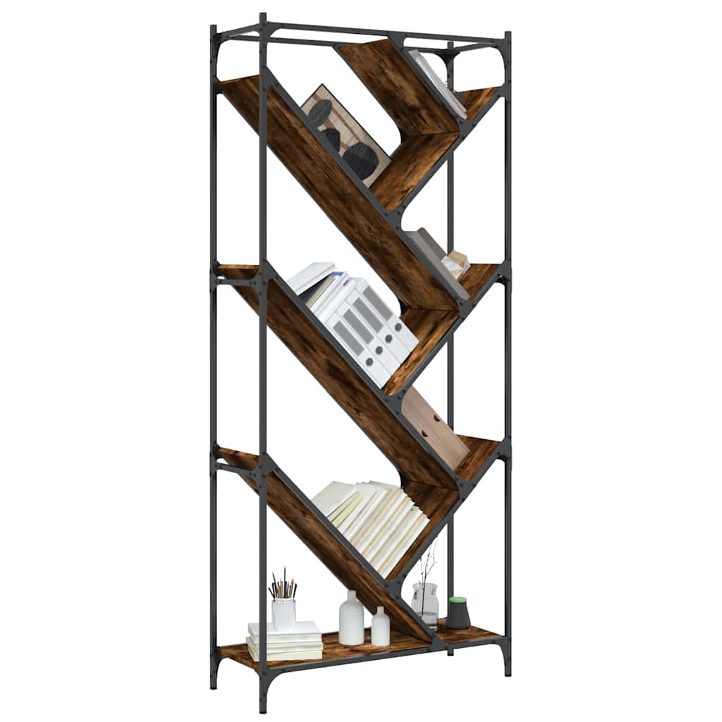 vidaXL Bücherregal Räuchereiche 79x30x180 cm Holzwerkstoff und Metall