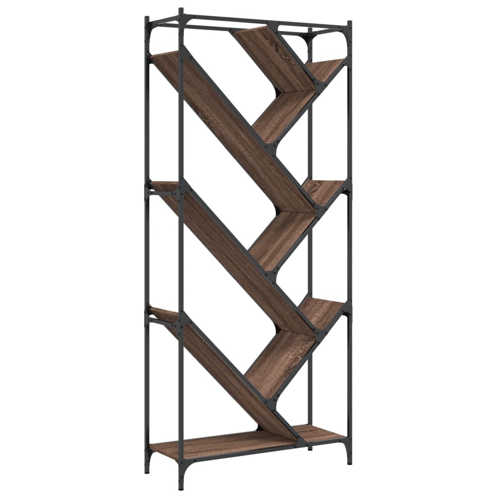 vidaXL Bücherregal Braun Eichen-Optik 79x30x180cm Holzwerkstoff Metall