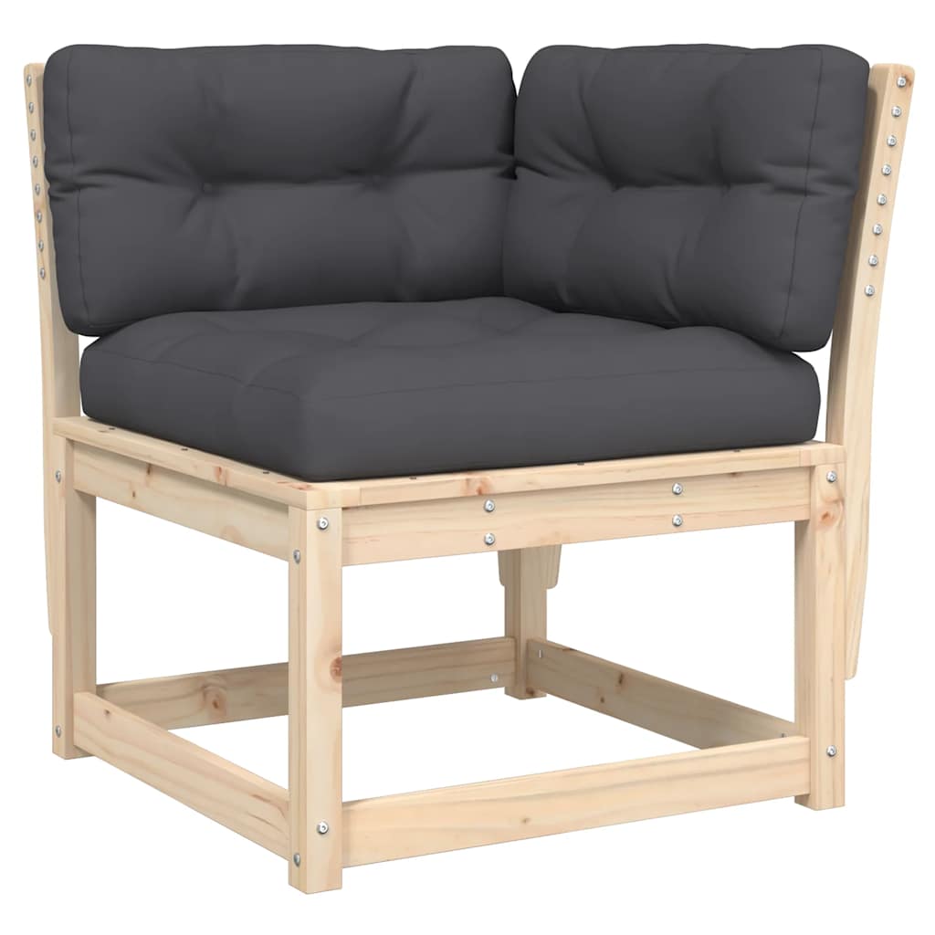 vidaXL 3-tlg. Garten-Sofagarnitur mit Kissen Massivholz Kiefer