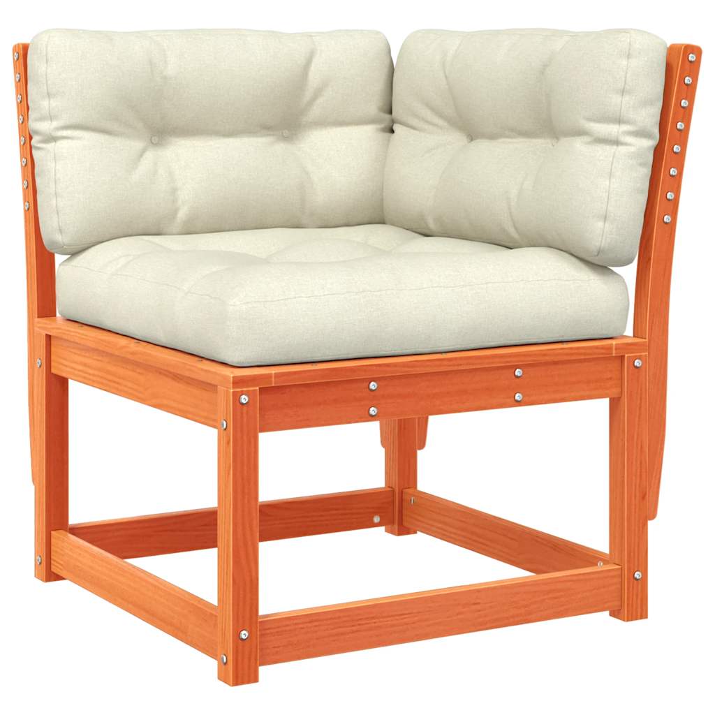 vidaXL 6-tlg. Garten-Sofagarnitur mit Kissen Wachsbraun Kiefernholz