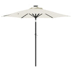 vidaXL Sonnenschirm mit LED und Stahlmast Weiß 225x225x212 cm