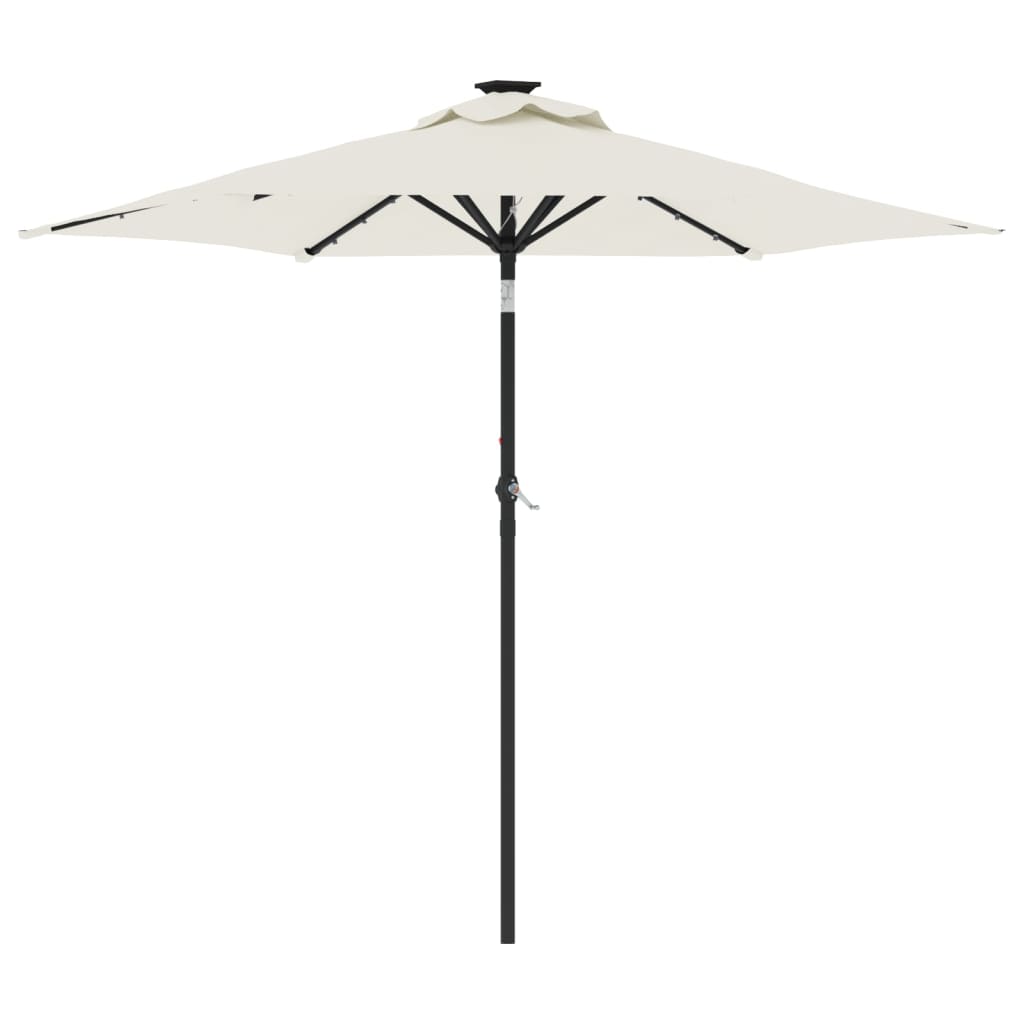 vidaXL Sonnenschirm mit LED und Stahlmast Weiß 225x225x212 cm