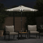 vidaXL Sonnenschirm mit LED und Stahlmast Weiß 225x225x212 cm