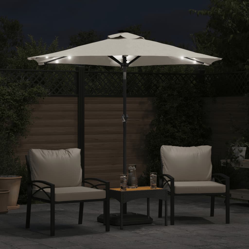 vidaXL Sonnenschirm mit LED und Stahlmast Weiß 225x225x212 cm