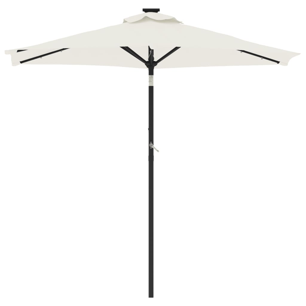 vidaXL Sonnenschirm mit LED und Stahlmast Weiß 225x225x212 cm