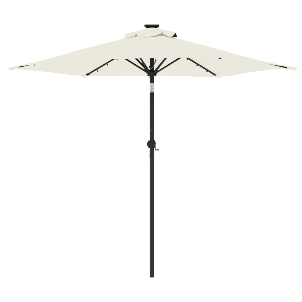 vidaXL Sonnenschirm mit LED und Stahlmast Weiß 225x225x212 cm