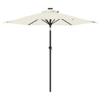 vidaXL Sonnenschirm mit LED und Stahlmast Weiß 225x225x212 cm