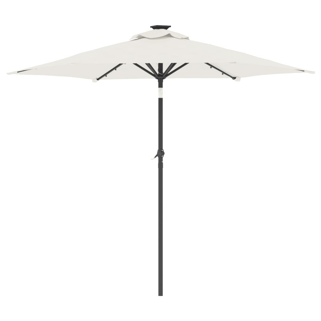vidaXL Sonnenschirm mit LED und Stahlmast Weiß 225x225x212 cm
