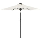 vidaXL Sonnenschirm mit LED und Stahlmast Weiß 225x225x212 cm